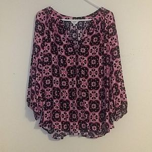 crown & ivy Women's 3/4 Sleeve Y-Neck Blouse 3X